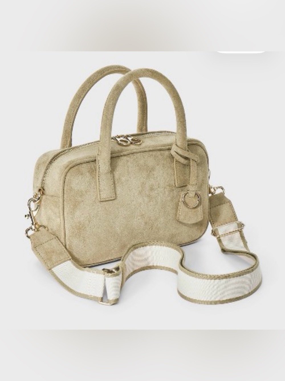 NWT Green Faux Suede Mini Satchel Handbag Gold Hardware